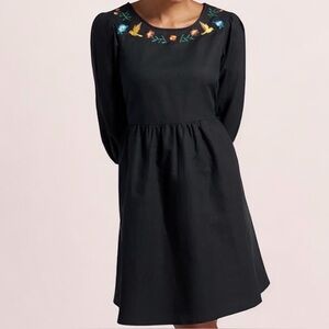 Princess Highway Sweet Nectar Black Smock Dress AU 18 Embroidered Florals